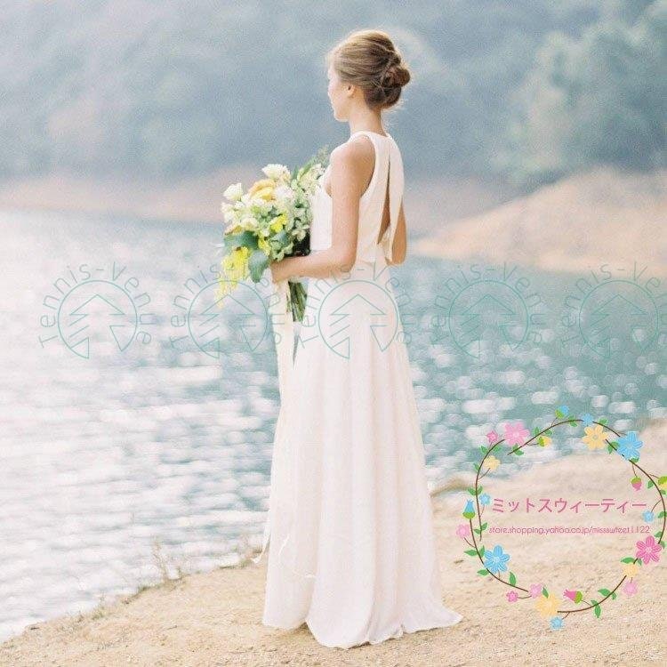 ウェディングドレス 結婚式 披露宴 サテン ロングドレス 二次会 前撮り パーティー ホルターネック