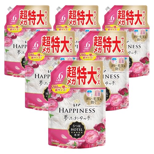 レノア Lenor ハピネス 夢ふわタッチ 柔軟剤 アンティークローズ 詰め替え 1,900mL×6袋 [大容量] [ケース品]