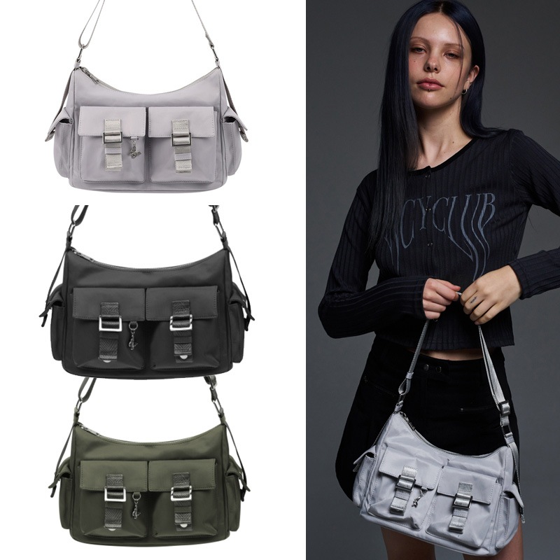 [FANCYCLUB] CALM INTENSE SHOULDER BAG / LIGHT GRAY/ KHAKI / CHARCOAL 韓国インフルエンサーを着用