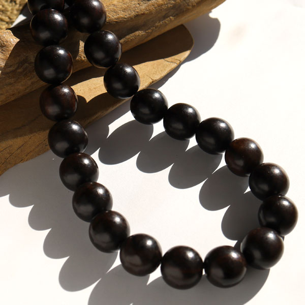 数珠ネックレス 木製 木 黒檀 エボニー 20mm 大玉 大きい 迫力 大珠 ウッド ウッドネックレス メンズ アクセサリー 黒 ブラック