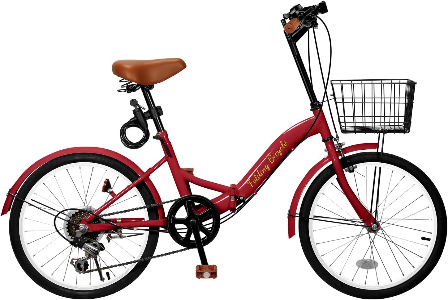 折りたたみ自転車 折り畳み自転車 20インチ 折畳み自転車 6段変速 高炭素鋼フレーム ハンドル サドル高さ調整可能 前後泥除け装備 ワイヤーロック/ライト/カゴ/空気入れ付き 通勤 通学 旅行