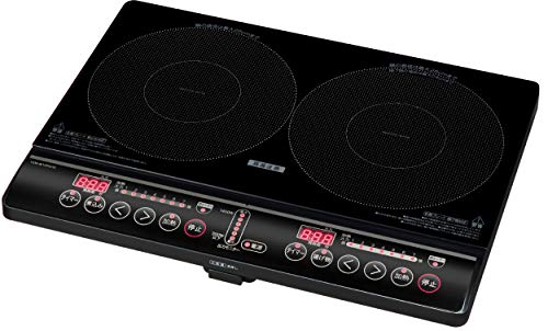 [山善] 2口 IHコンロ IHクッキングヒーター 1400W IH調理器 工事不要 (幅56cmタ