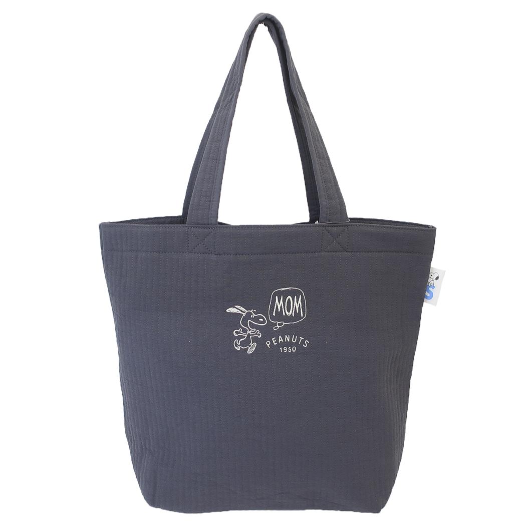 スヌーピー 手提げかばん トート ブルーグレー MOM ピーナッツ キャラクター グッズ