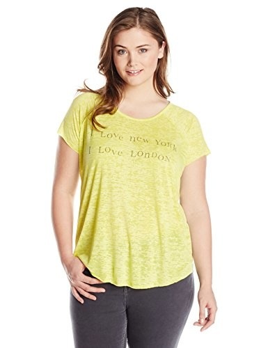 2022年レディースファッション福袋特集 Two by Vince Camuto Womens Plus-Size Short Sleeve Raglan I Love New York Tee, Lemon Zest, 3X Tシャツ・カットソー 2022年レディースファッション福袋特集 Two by Vince Camuto Womens Plus-Size Short Sleeve Raglan I Love New York Tee, Lemon Zest, 3X Tシャツ・カットソー