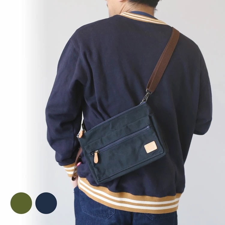 Pistache ピスタッシュ 帆布 キャンバス 生地 2WAY バッグ クラッチ サコッシュ ショルダー 日本製 撥水 パラフィン加工 アーミーダック 牛革 本革 革 ギフト プレゼント (0700