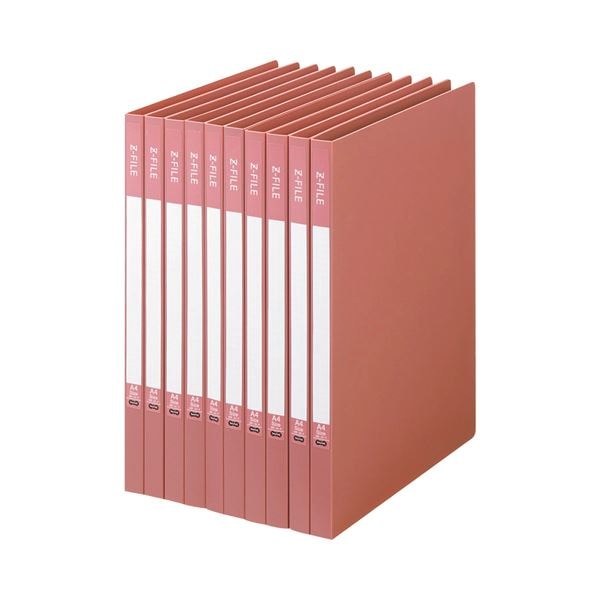 （まとめ） TANOSEE Zファイル（再生PP表紙） A4タテ 100枚収容 背幅17mm ピンク 1セット（10冊） (×5セット)