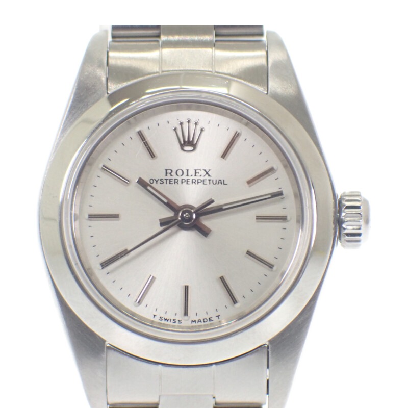 オイスターパーペチュアル トリチウム A番 76080 腕時計 ステンレススチール 自動巻き シルバー文字盤 レディース【中古】【ABランク】