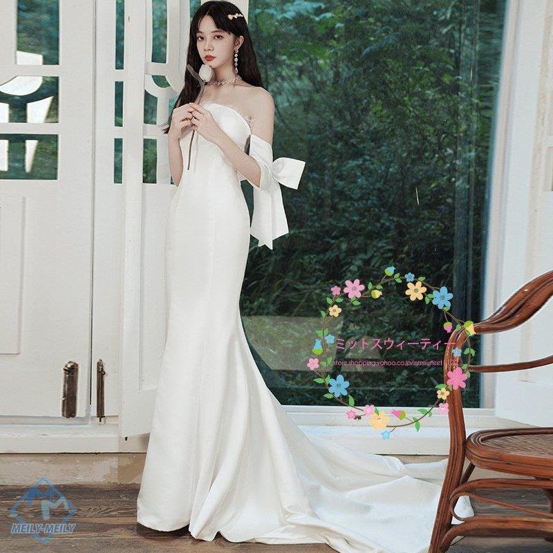 韓国ファッションウエディングドレス イブニングドレス ウェディングドレス 安い お呼ばれ 結婚式 ウエディング ロングドレス 白 マーメイドドレス カクテルドレス STAR WEDDING