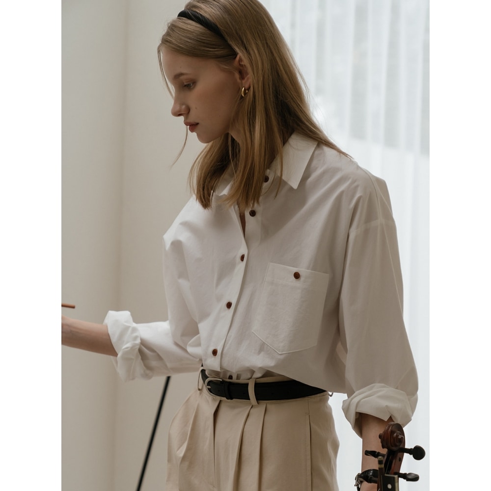 TILLIDIE オーバーサイズ ポケット シャツ ホワイト