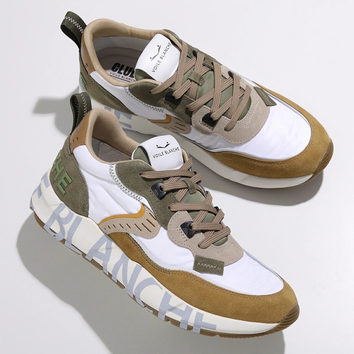 VOILE BLANCHE ボイルブランシェ スニーカー CLUB01 2017465.09 メンズ ローカット ロゴ スウェード 厚底 シューズ 靴 1E05/BEIGE-WHITE 【mega】