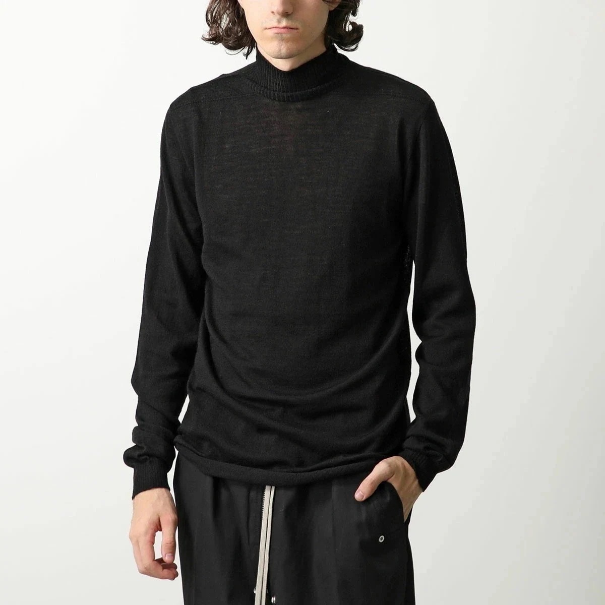 Rick Owens リックオウエンス ニット RU02D6624 M メンズ ウール タートルネック バックライン トップス 長袖 ライトセーター 09/BL