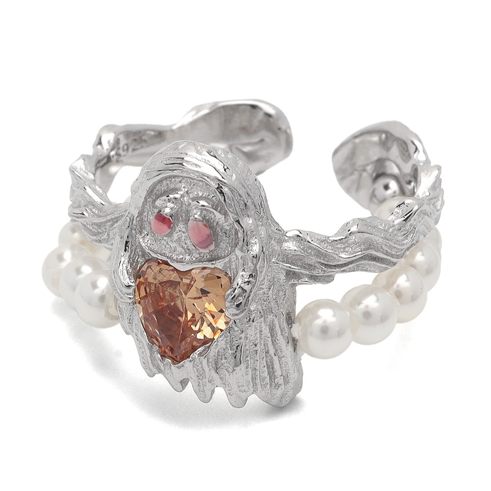 925 槌目模様のオバケモチーフが個性的で可愛らしい2連風リング [cr566]