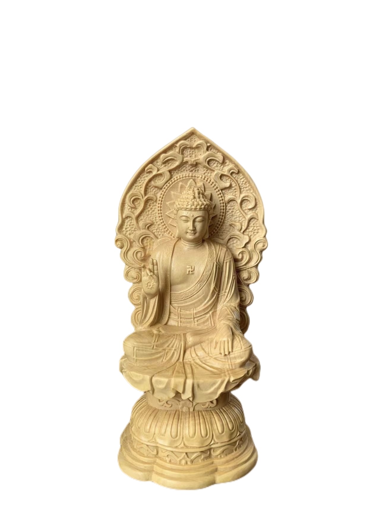 仏像 釈迦如来 釈迦牟尼仏 お釈迦様 木彫 ツゲ (約)高15cm幅7.5cm奥行6cm 仏具