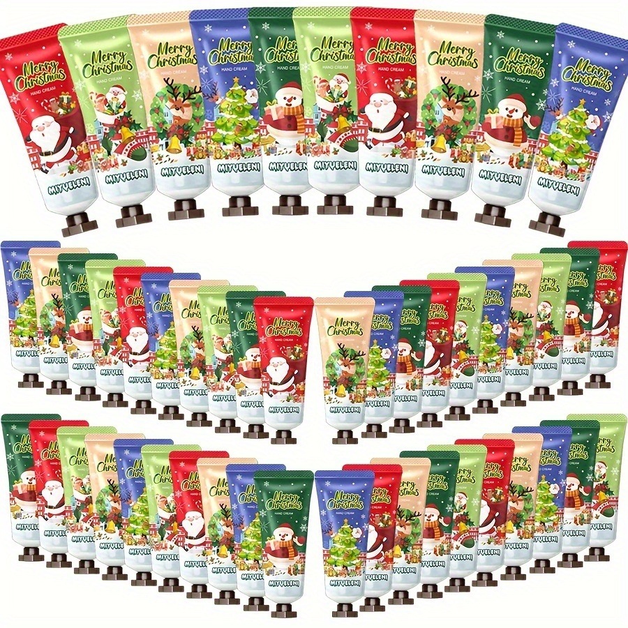 38個の祝祭クリスマスハンドクリームギフトセット - 乾燥割れ軽いビエージュ肌を保湿し栄養補給します 手や足に使える滑らかで旅行サイズのローション サンタやトナカイのデザインで毎日のケアホリデースキン