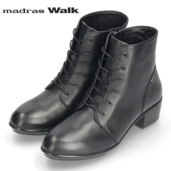 マドラスウォーク ゴアテックス レディース ブーツ 防水 防滑 レースアップブーツ MWL1108 ブラック 本革 黒 madras Walk GORE-TEX 靴