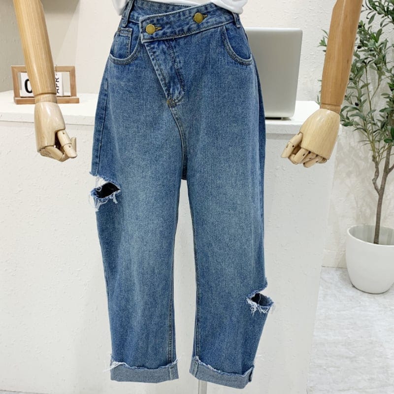 レディース ボトムス デニム ジーンズ ブルー 春 夏 秋 冬 ニュアンスカラー ゆったり