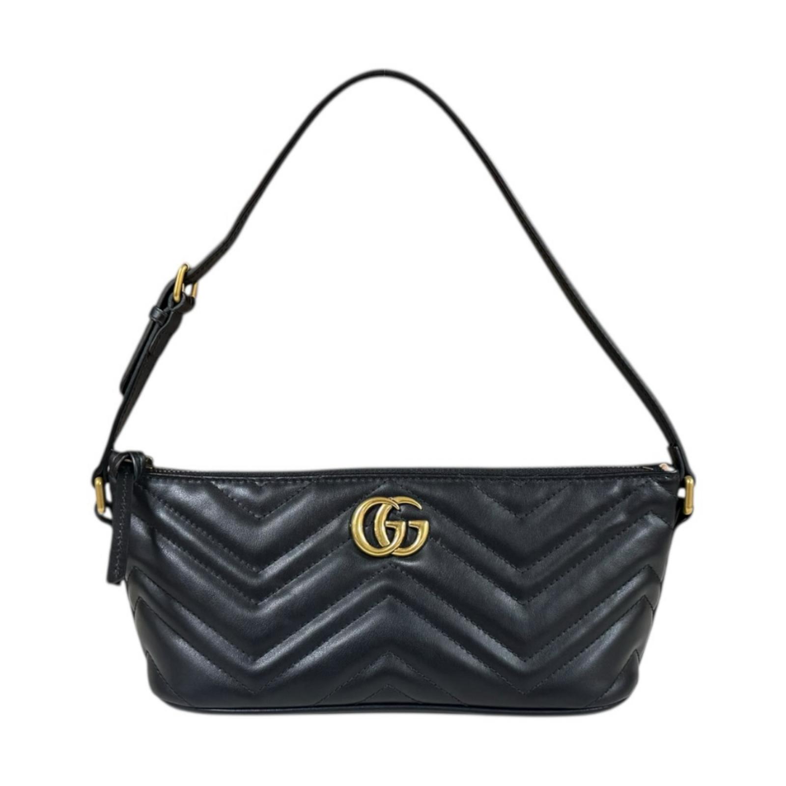 グッチ GGマーモント ハンドバッグ レザー 739166 ブラック GUCCI 中古