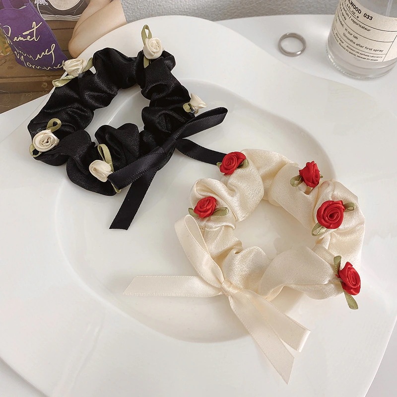 【1点ご購入 で10点プレゼントいたします】韓風ロマン立体ローズリングレトロ小清新少女花のシュシュ超仙髪飾り