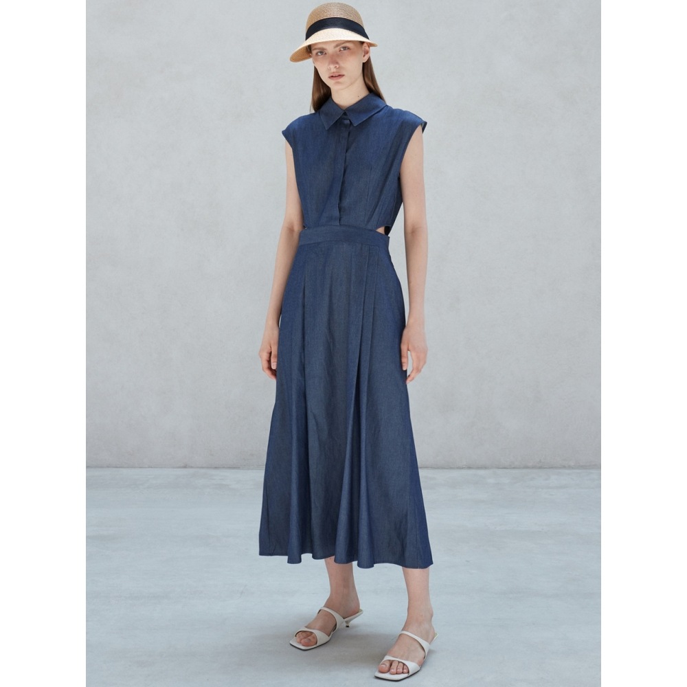 アムールモイヤーデニムシャツドレスディープブルー amr1626