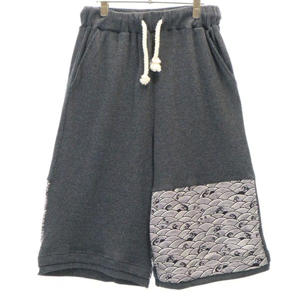 新品 畝々素材の袴 パンツ M 黒×グレー クロップド メンズ 7,906円