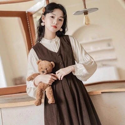 レディース スカート トップス ワンピース シャツ ブラウス サスペンダースカート ドレス ジャンパースカート シャツセット サンドレス ロング ミディアム丈 袖なし ノースリーブ 長袖 Vネック