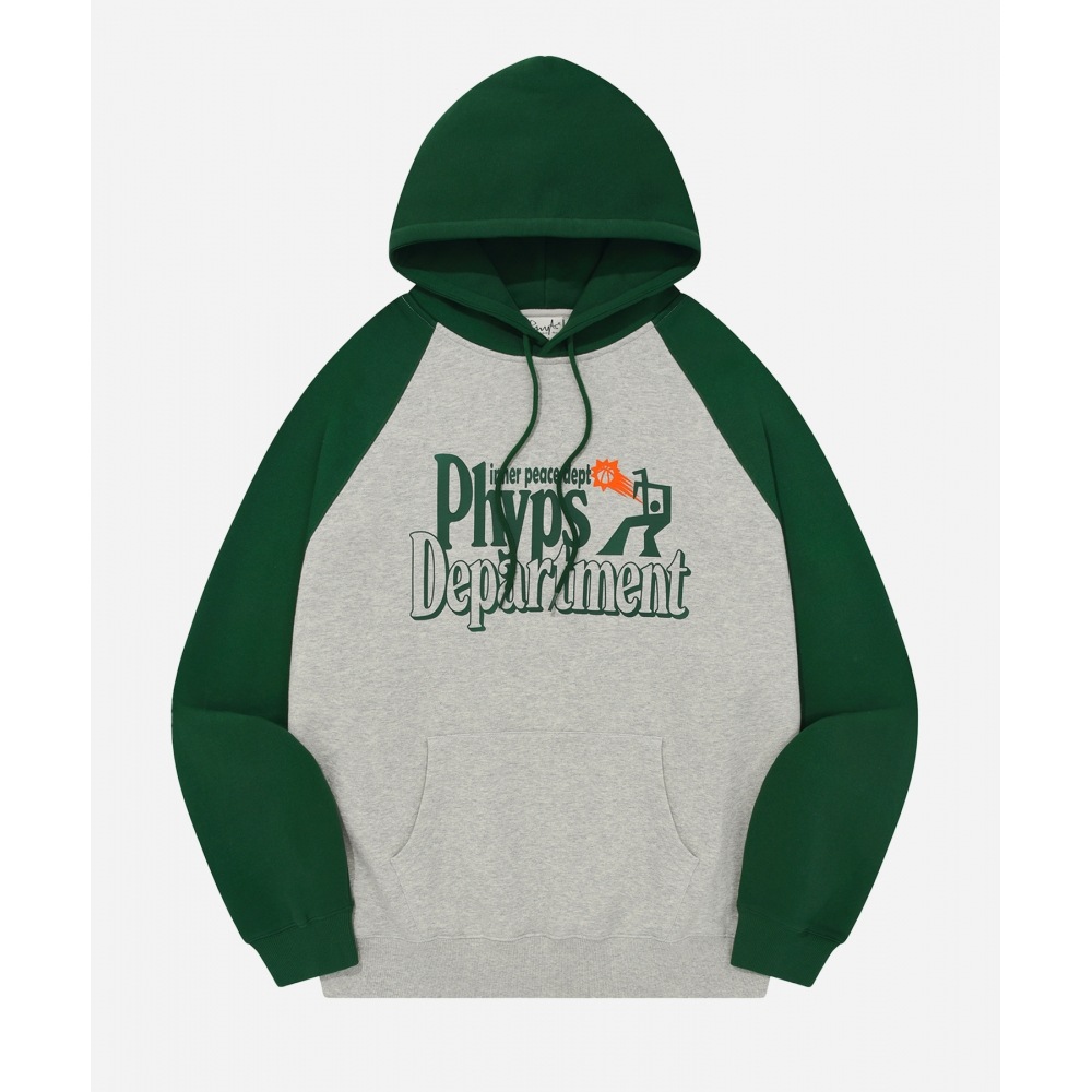 体育部 PHYPS バスケットボールショットラグランパーカーグレー/ダークグリーン