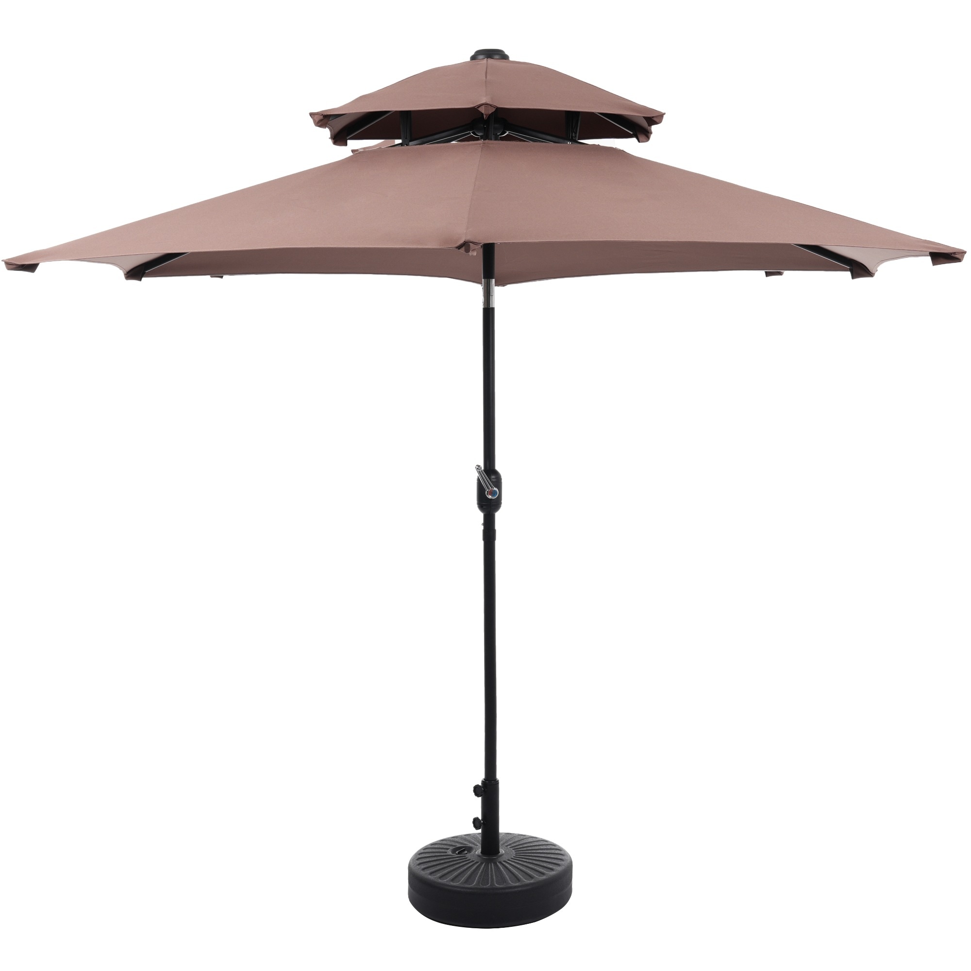 【国内発送】275【ブラウン・シンプルデザイン・直径270cm・ベース付き 】パラソル+ベースセット 30+UPF紫外線対策 角度調整 パラソルセット ベース パラソル ガーデンパラソル