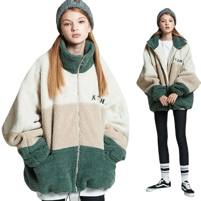 [SEVENTEEN着用] ビッグシルエットボアジャケット XJ10 Crinkle Jacket