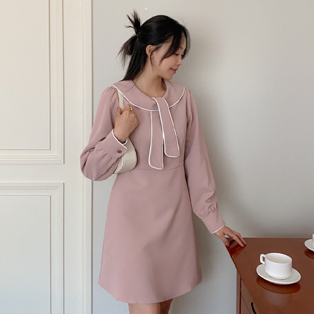 (JSTYLEのイーブレット) イーブレットチェリーカラーパイピングタイミニドレス JSTYLE