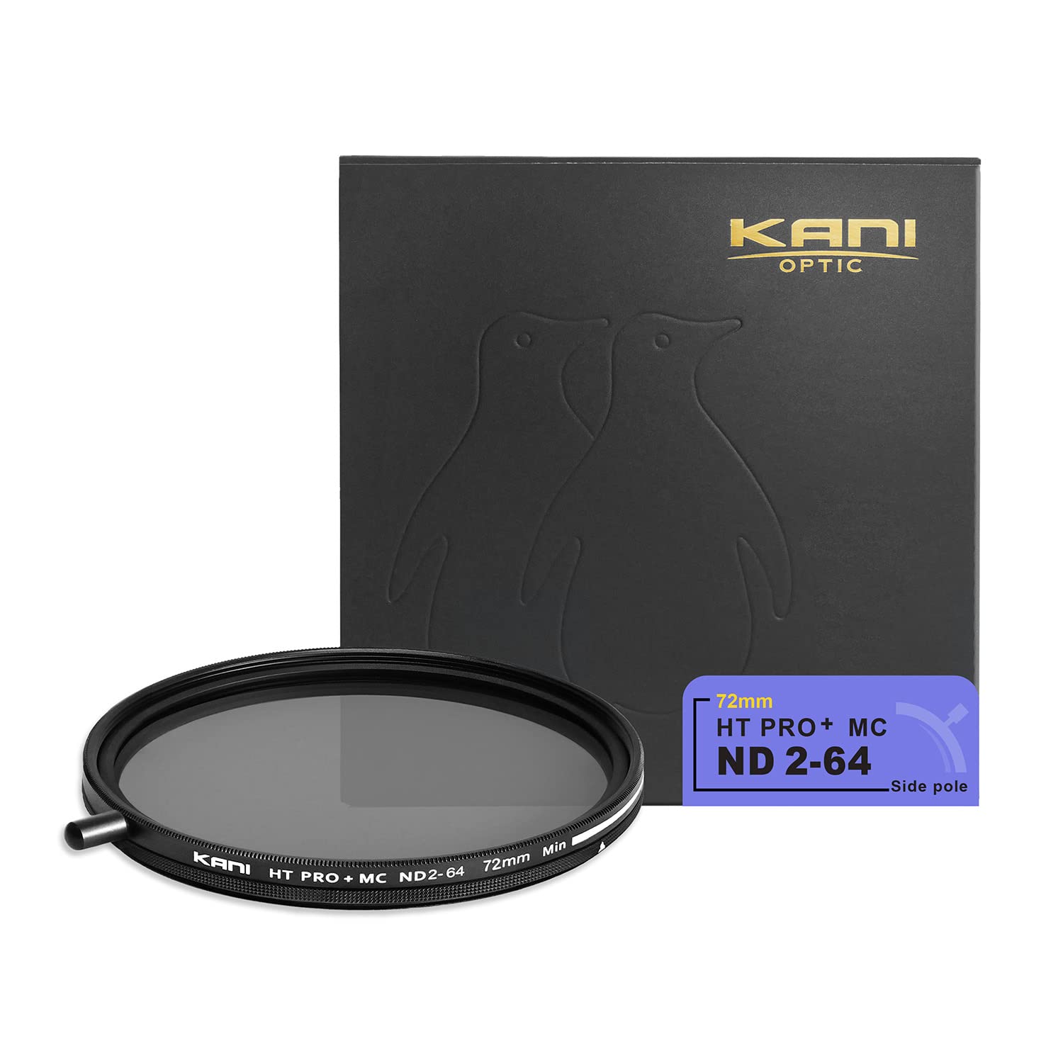 KANI 72mm 可変NDフィルター HT PRO+ MC ND2-64 減光効果最大6絞り分 着脱式調整用ノブ付 高濃度時X状ムラ抑制 低反射 撥水 撥油 防汚 ナノコーティング 809247