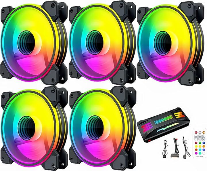 PCケースファン120mm 4pin PWM LED ARGB 5v 3pin インフィニティ―ミラー(ブラック 5枚セット)