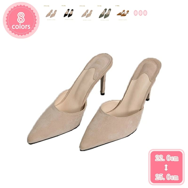 1000円OFFクーポン オフィスサンダル 軽量 スエード ミュール レディース 大きいサイズ サンダル ミュールピンヒール ノンスリップ 外履き 脱ぎやすい 合わせやすい スライドサンダル 婦人靴