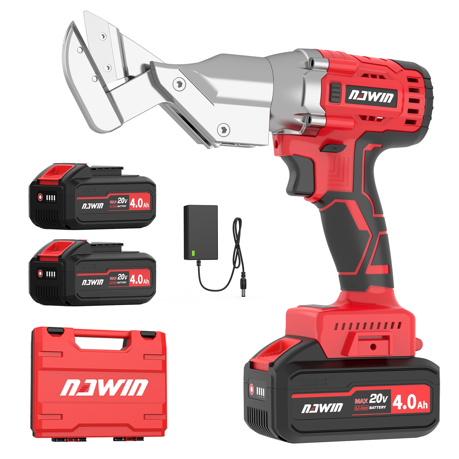 充電式板金ばさみ　電動ハサミ　金切りはさみ　板金はさみ　コードレス　ブラシレスモーター 　無段変速　4.0Ah バッテリー2個 　取扱説明書 収納ケース