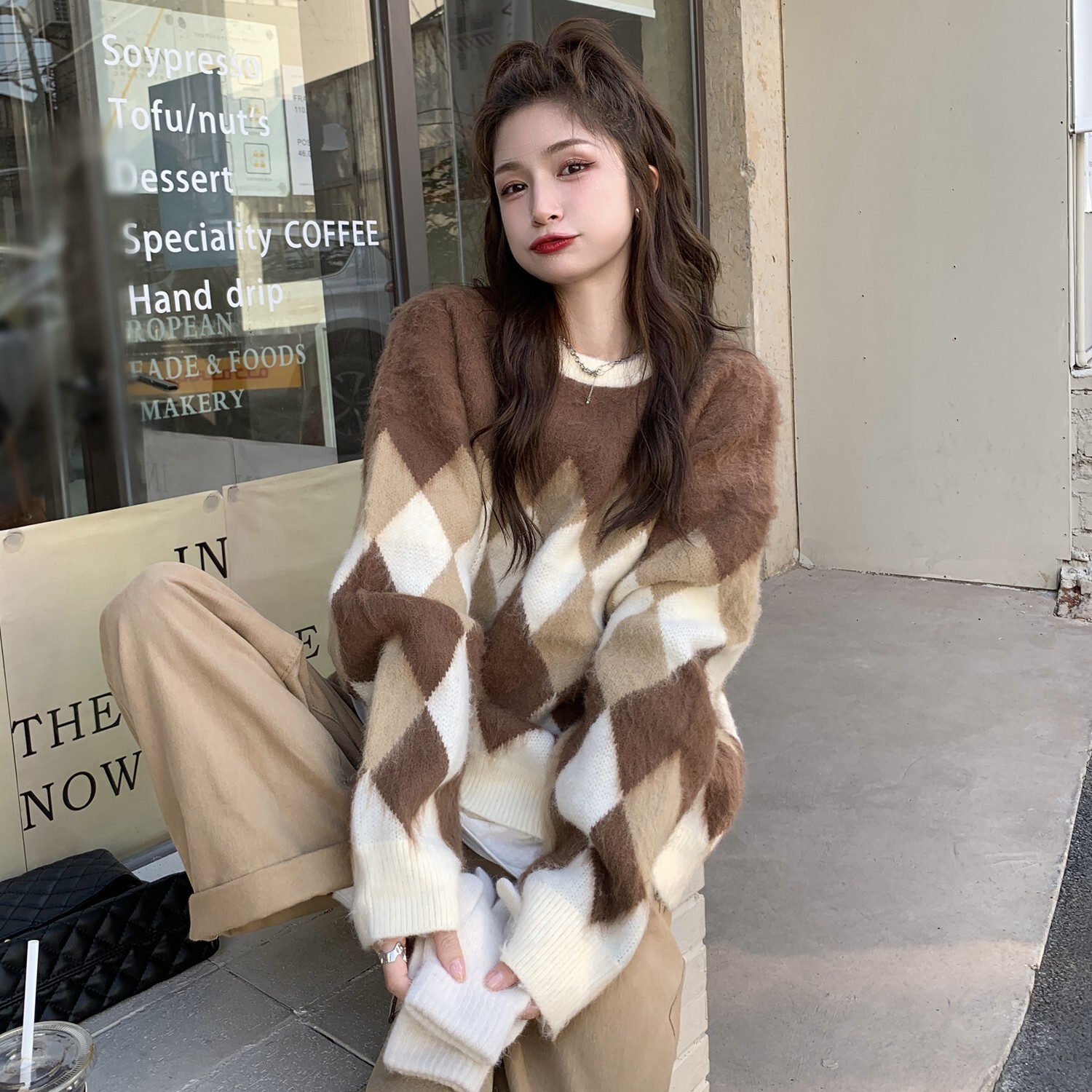 経典ブランド 長袖 セーター ニット トップス ラウンドネック シンプル きれいめ 大人可愛い かわいい ニット サイズ:XL 