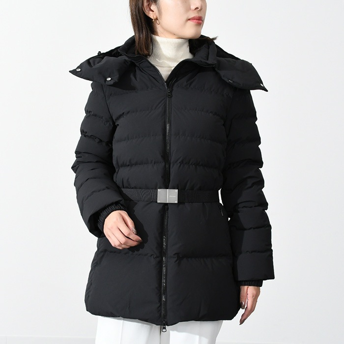 アウター コート ベルテッドダウンジャケット 8072137 レディース 女性 ブラック 黒 ダウン 2ウェイジップ スリムフィット 秋 冬 人気