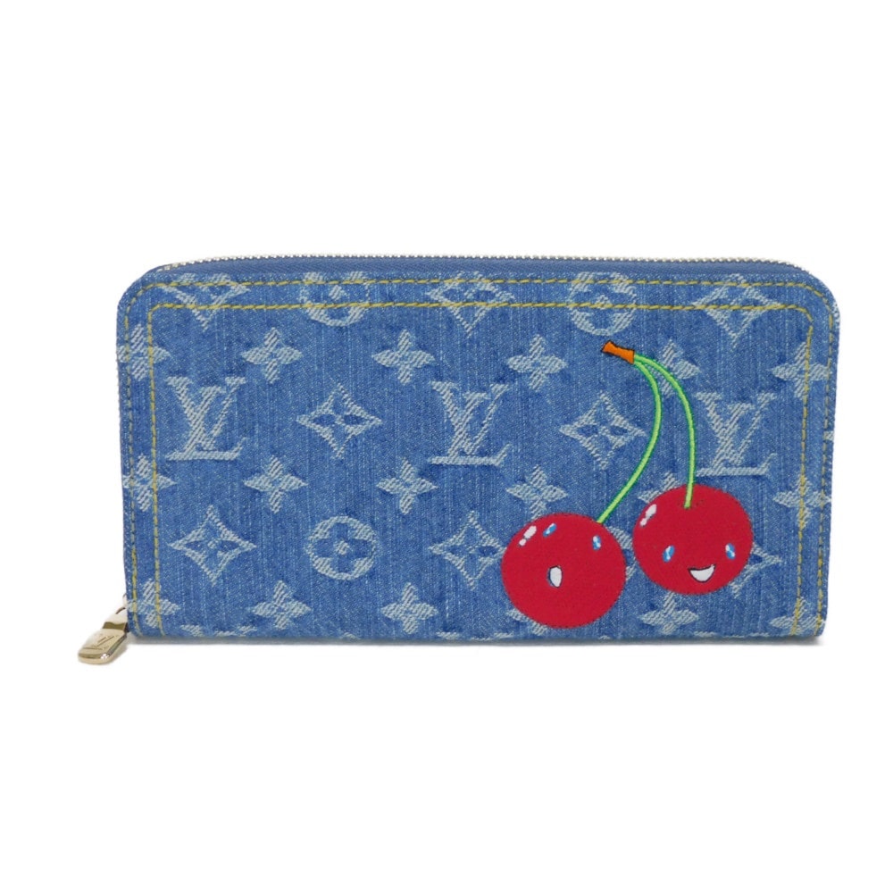 【中古】 長財布 村上隆 LVロゴ フラワー さくらんぼ RFID 未使用 LV×TM ジッピーウォレット モノグラム デニム チェリー M23161