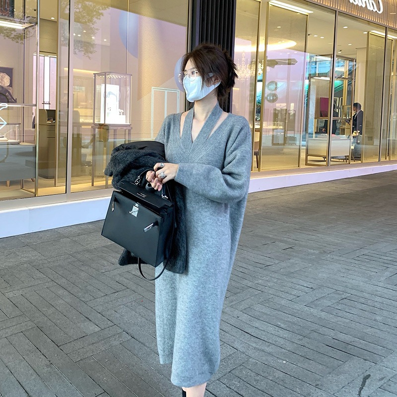 早春のスカートは高級感があります小柄で優しい風で長袖のワンピースを編みます