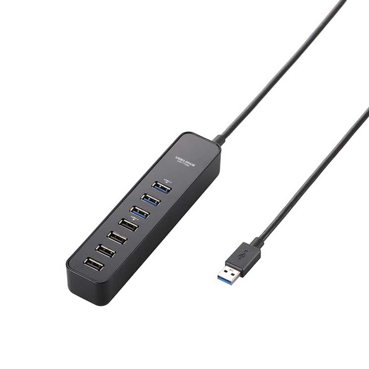 USBHUB3.0 マグネット セルフパワー 7ポート ブラック