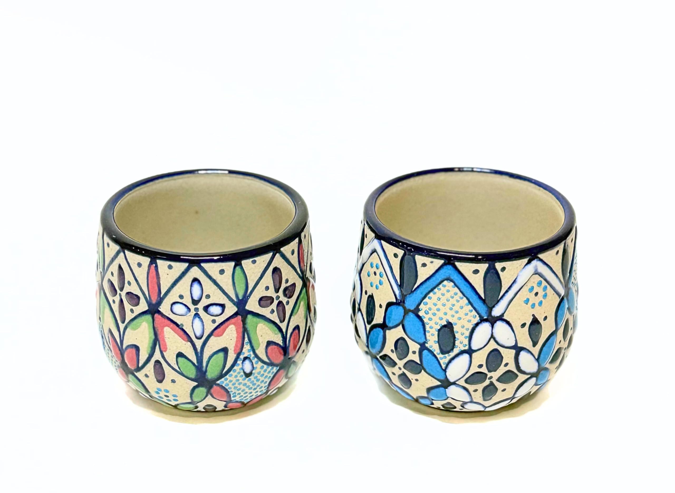 メキシコ セルビン焼/テキーラ 用 ショットグラス ペア セット/容量 ポット 50ml / サイズ 口径5cm ・高さ5cm [並行輸入品]
