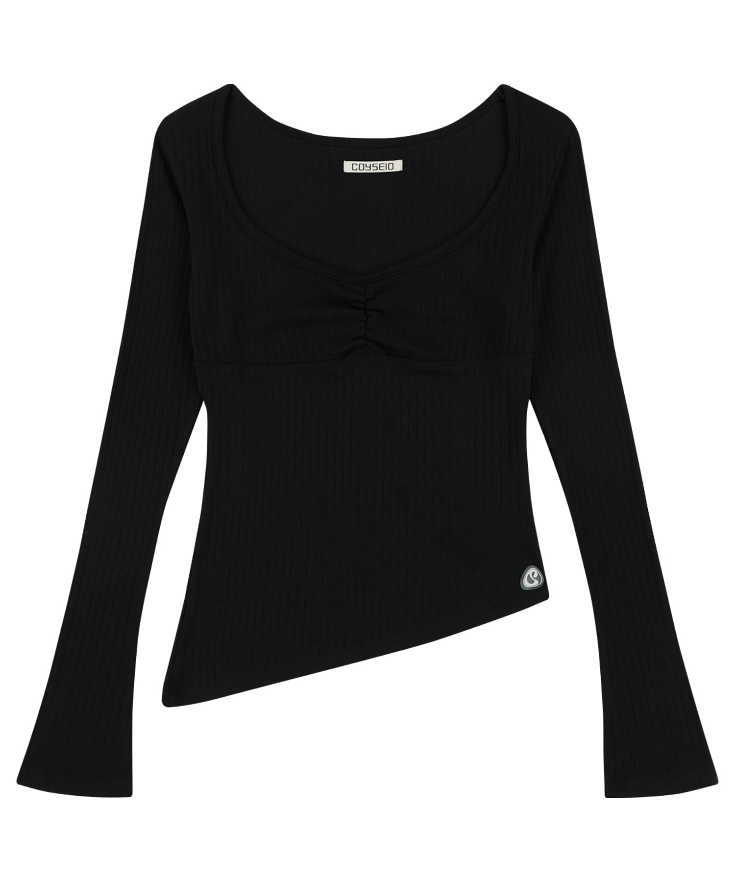 【COYSEIO】 UNBALANCE SHIRRING TOP : BLACK