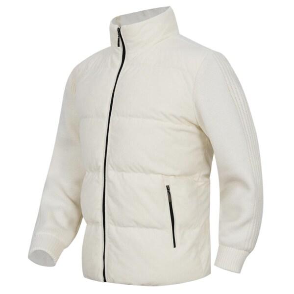 コーデュロイダウンパッド入り厚手ニット袖ジップアップジャンパー軽量ゴルフ