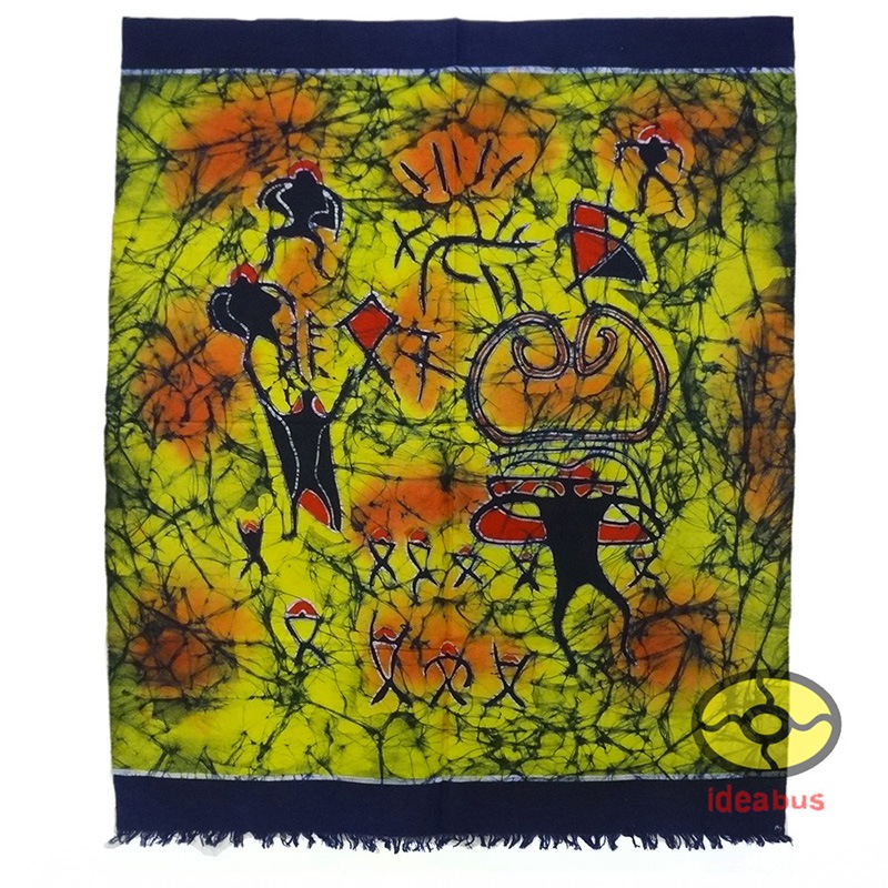 ろうけつ染めの絵 Chinese Yunnan Art Wall Decor Hanging Batik Tapestry Naxi Ethnic Pictograph Words 105x86cm