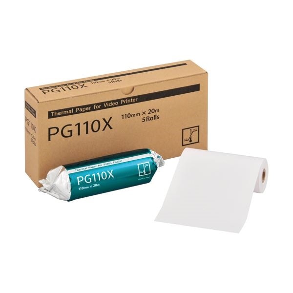 中川製作所 ビデオプリンタ用紙PG110X 幅110mm長さ20m 直径50mm 芯内径12mm 0000-204-V020 1箱（5巻）