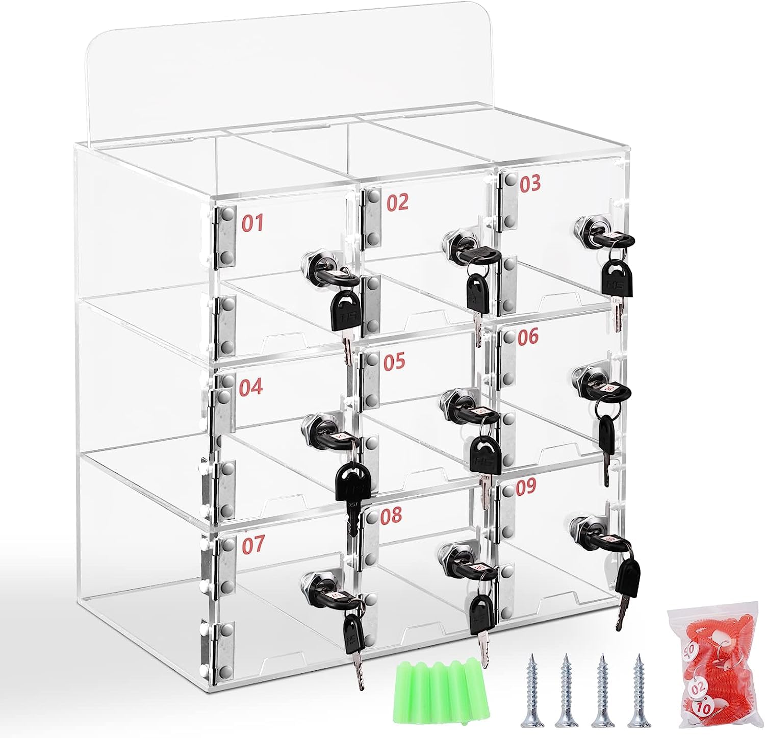 MXBAOHENG スマホ収納ロッカーアクリル 携帯電話保管ボックス 鍵付き 小物保管ケース教室用 会社用 充電便利 9つ仕切り 10,348円