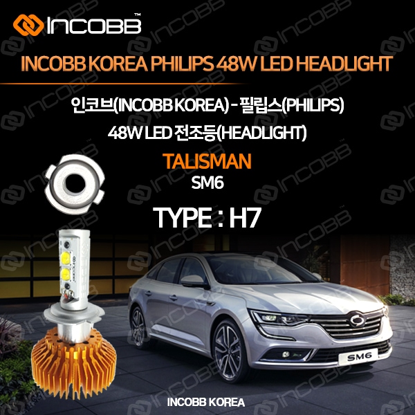 INCOBB KOREA PHILIPS RENAULT SM6 TALISMAN 48W LED HEADLIGHT H7