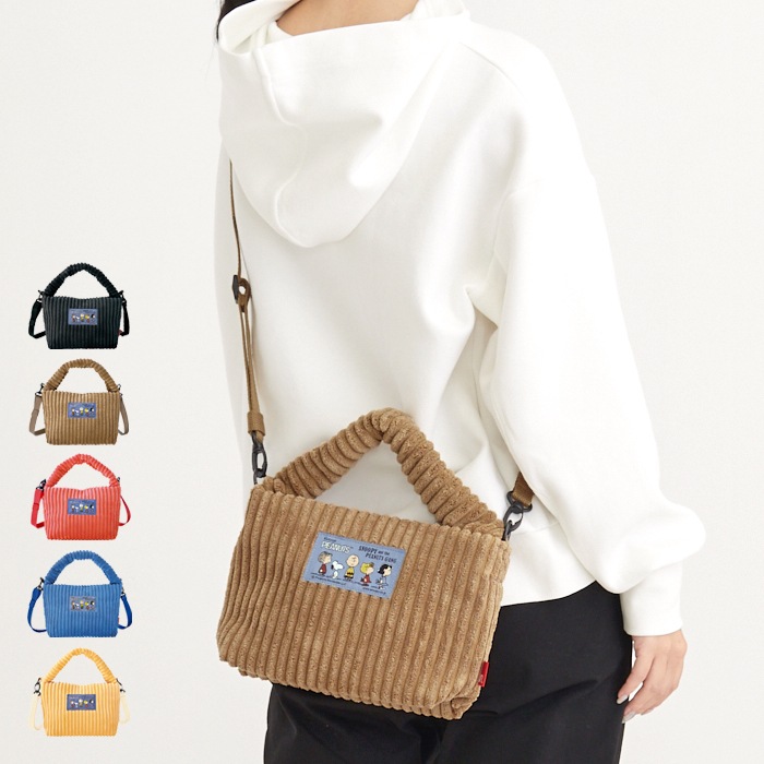 スヌーピー IP.デリ.コーデュロイ.ピーナッツ-8U コーデュロイ 2way ショルダーバッグ トートバッグ ショルダー トート ブランド 小さめ 秋 冬 軽い 軽量 斜めがけ 大人 レディース