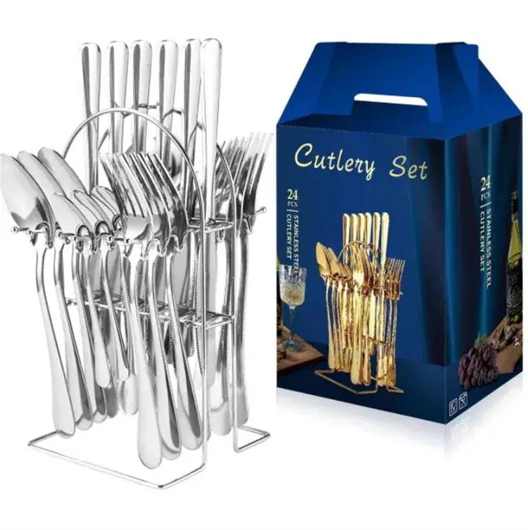 ウエスタンフード調理器具 ライトラグジュアリー セット ナイフフォークスプーン ウェディング 24点セット ホテル 食器 スタイル ステンレス鋼 ビジネス3446
