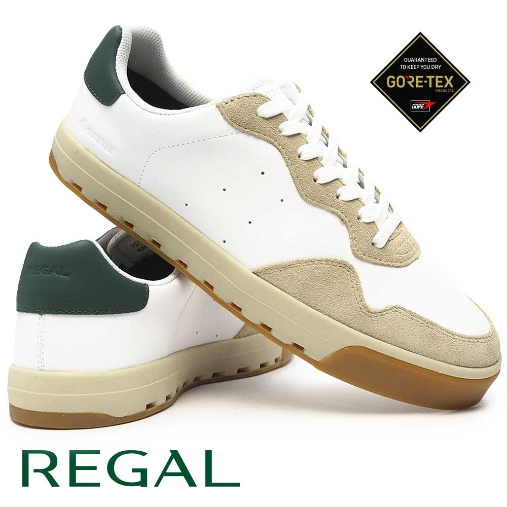 64JL 靴 防水 スニーカー ゴアテックスサラウンド ホワイトベージュ レザースニーカー メンズ カジュアル