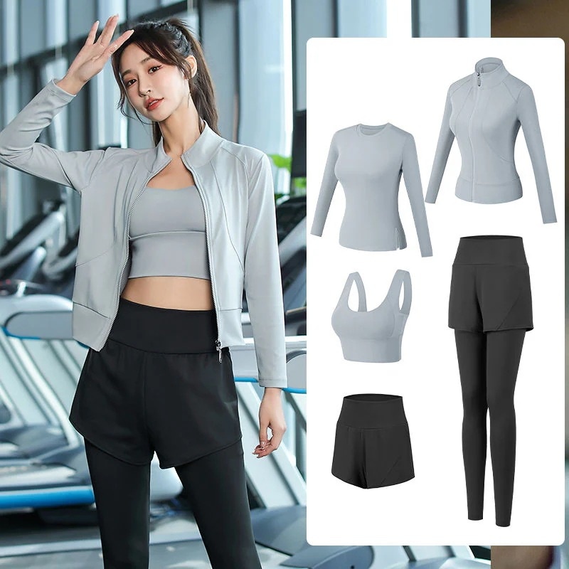 超级折扣-セット 5枚セット 女性のファッションヨガの服スポーツウェアトレーニングウェアショートパンツフ トップス スウェット ヨガウェア540