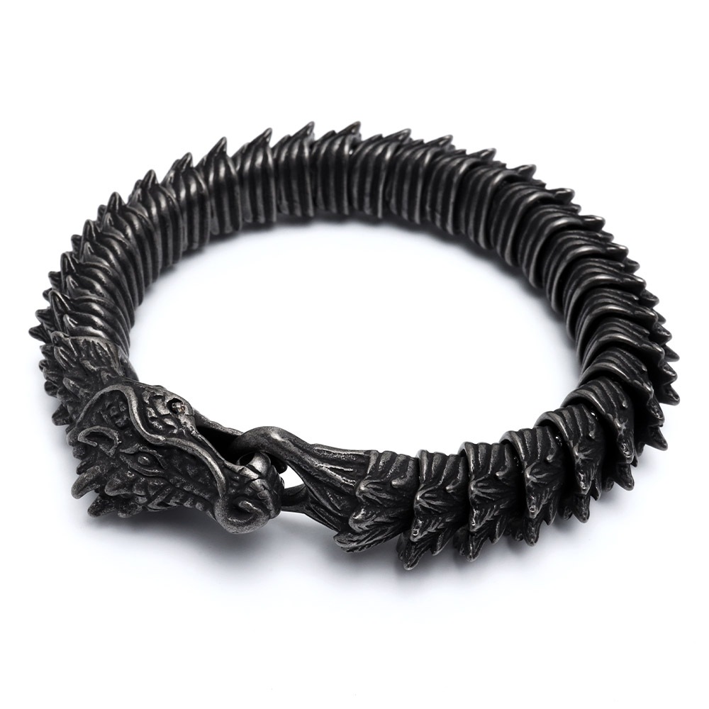 ステンレス ドラゴンブレスレット 龍 [b792]